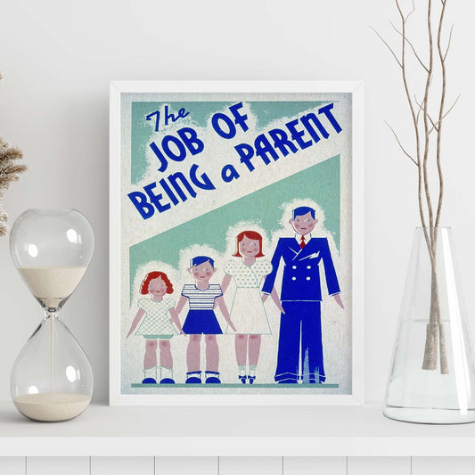Poster vintage. Cartel vintage "The job of being a parent".-Artwork-Nacnic-Nacnic Estudio SL