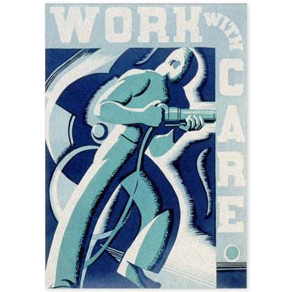 Poster vintage. Cartel vintage " trabaja con cuidado" Riesgos laborales.-Artwork-Nacnic-A4-Sin marco-Nacnic Estudio SL