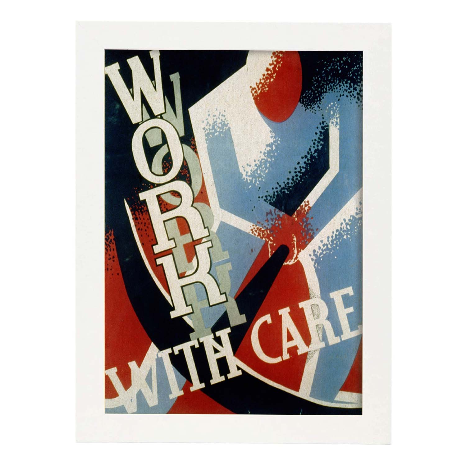 Poster vintage. Cartel vintage " trabaja con cuidado" work with care.-Artwork-Nacnic-A3-Marco Blanco-Nacnic Estudio SL