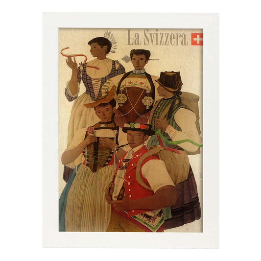 Poster vintage. Cartel vintage trajes populares y regionales Suizos. Kurt Wirth 1951..-Artwork-Nacnic-A4-Marco Blanco-Nacnic Estudio SL