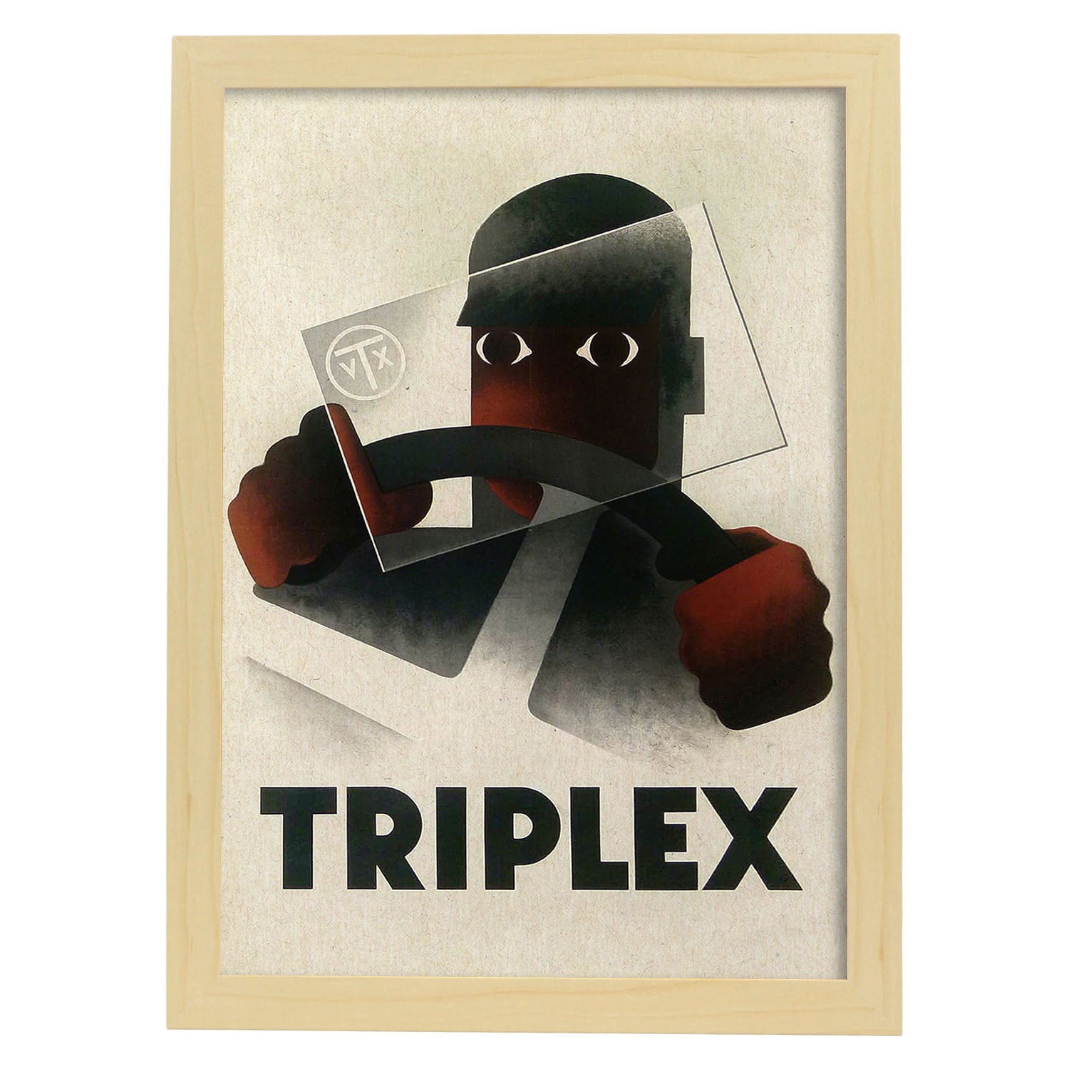 Poster vintage. Cartel vintage Triplex, 1931.-Artwork-Nacnic-A3-Marco Madera clara-Nacnic Estudio SL