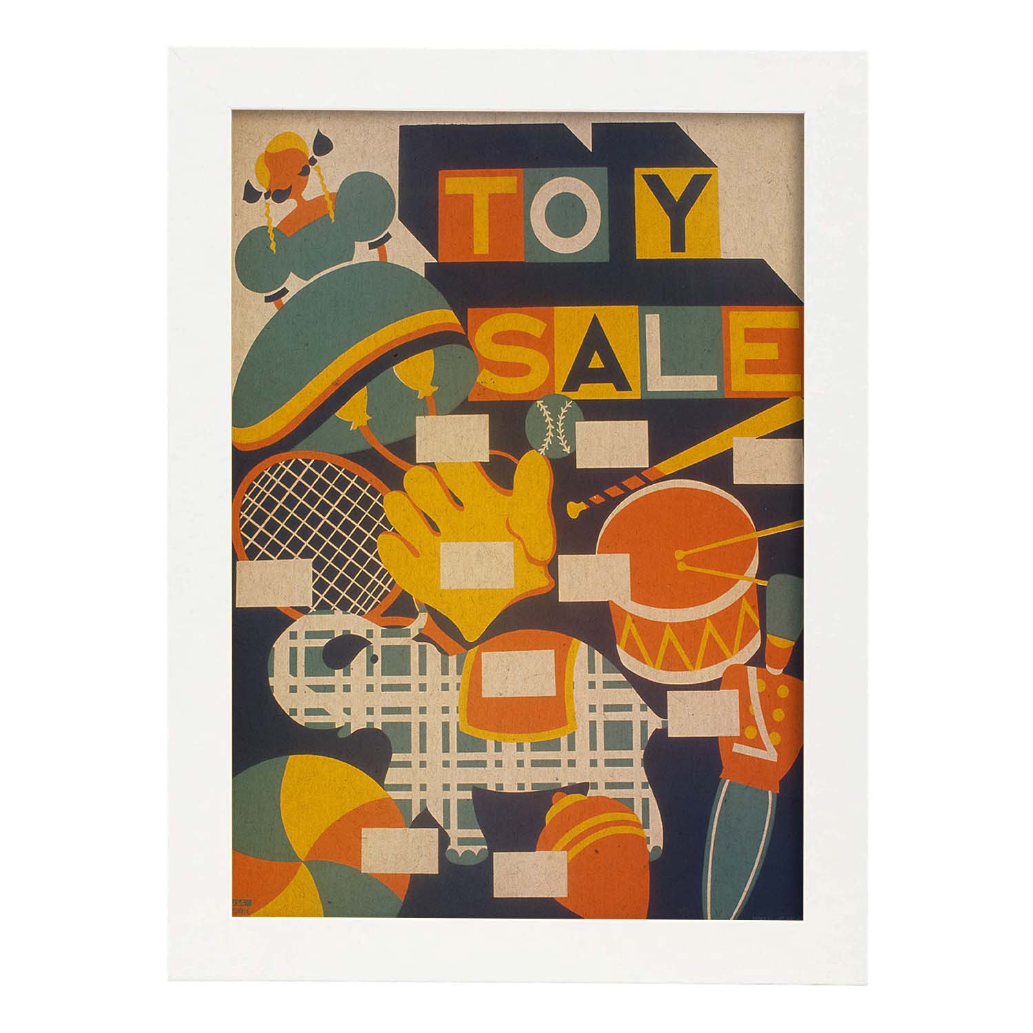 Poster vintage. Cartel vintage "Venta de juguetes".-Artwork-Nacnic-A3-Marco Blanco-Nacnic Estudio SL
