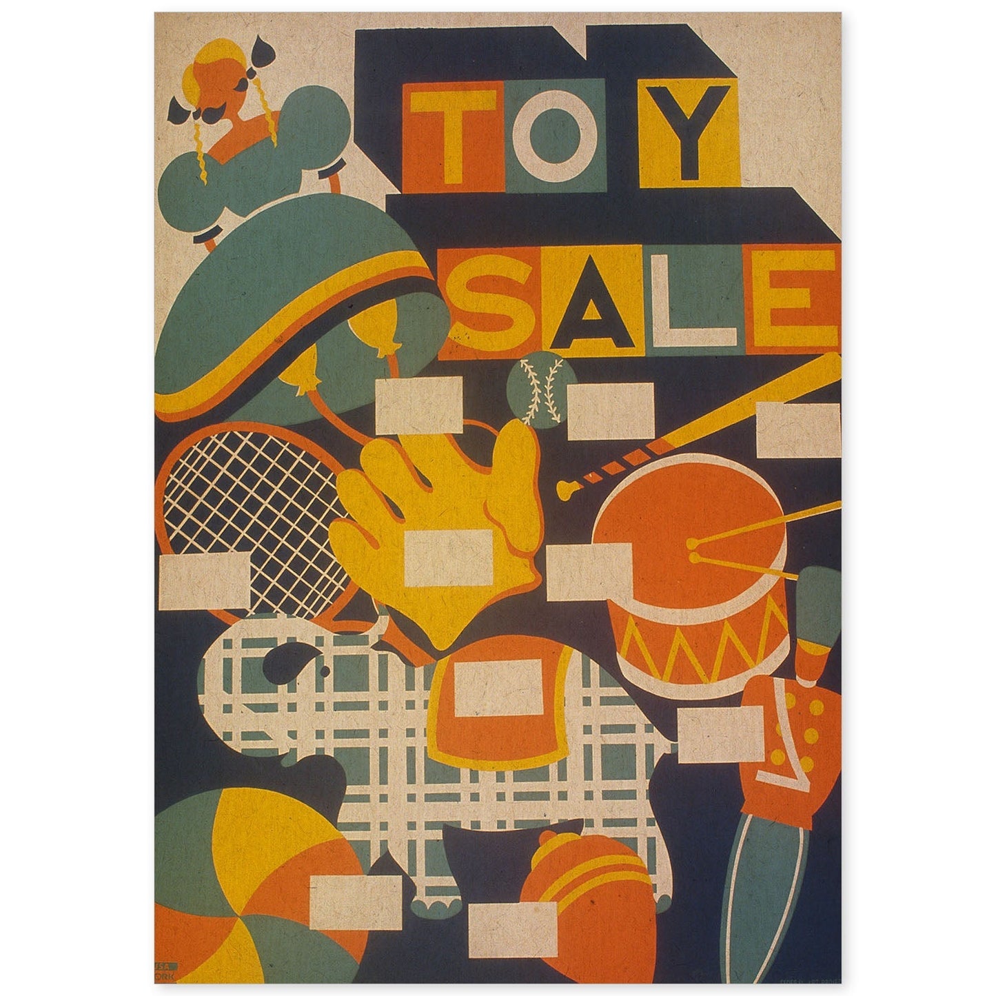 Poster vintage. Cartel vintage "Venta de juguetes".-Artwork-Nacnic-A4-Sin marco-Nacnic Estudio SL