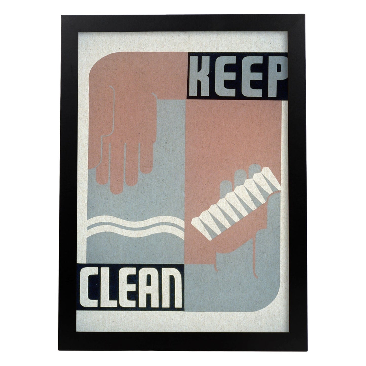 Poster vintage. Mantente Limpio. Higiene personal.-Artwork-Nacnic-A3-Marco Negro-Nacnic Estudio SL