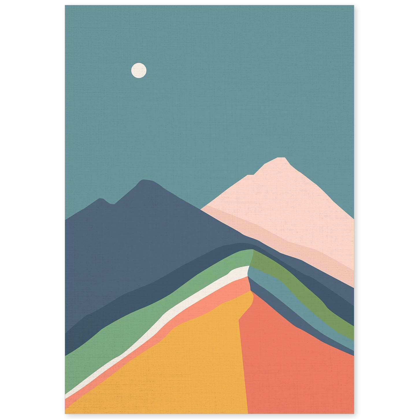 Posters con dibujos de montañas a color. Lámina de decoración 'Cordillera Nocturna' colorida-Artwork-Nacnic-A4-Sin marco-Nacnic Estudio SL