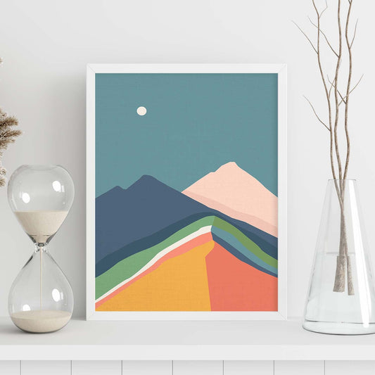 Posters con dibujos de montañas a color. Lámina de decoración 'Cordillera Nocturna' colorida-Artwork-Nacnic-Nacnic Estudio SL