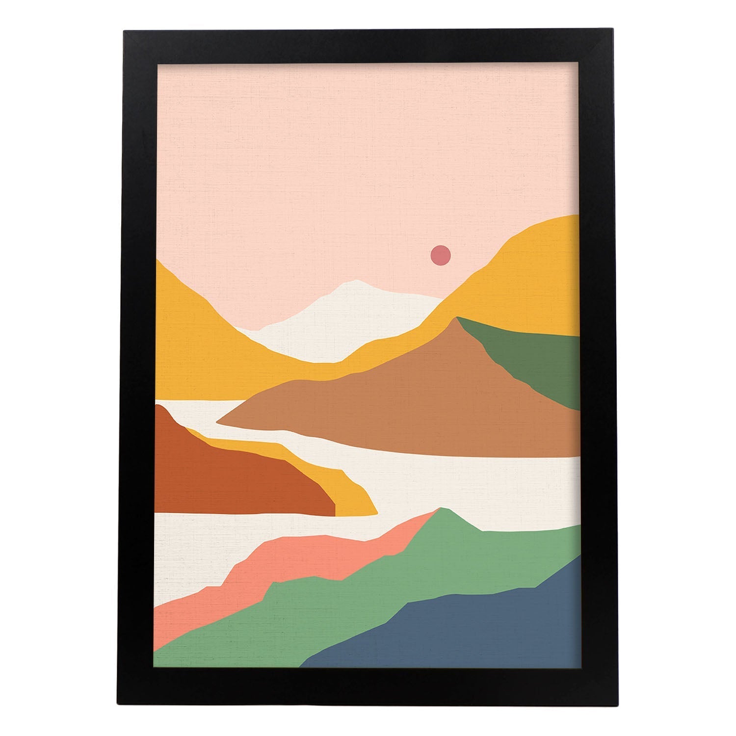 Posters con dibujos de montañas a color. Lámina de decoración 'Cordilleras De Día' colorida-Artwork-Nacnic-A3-Marco Negro-Nacnic Estudio SL