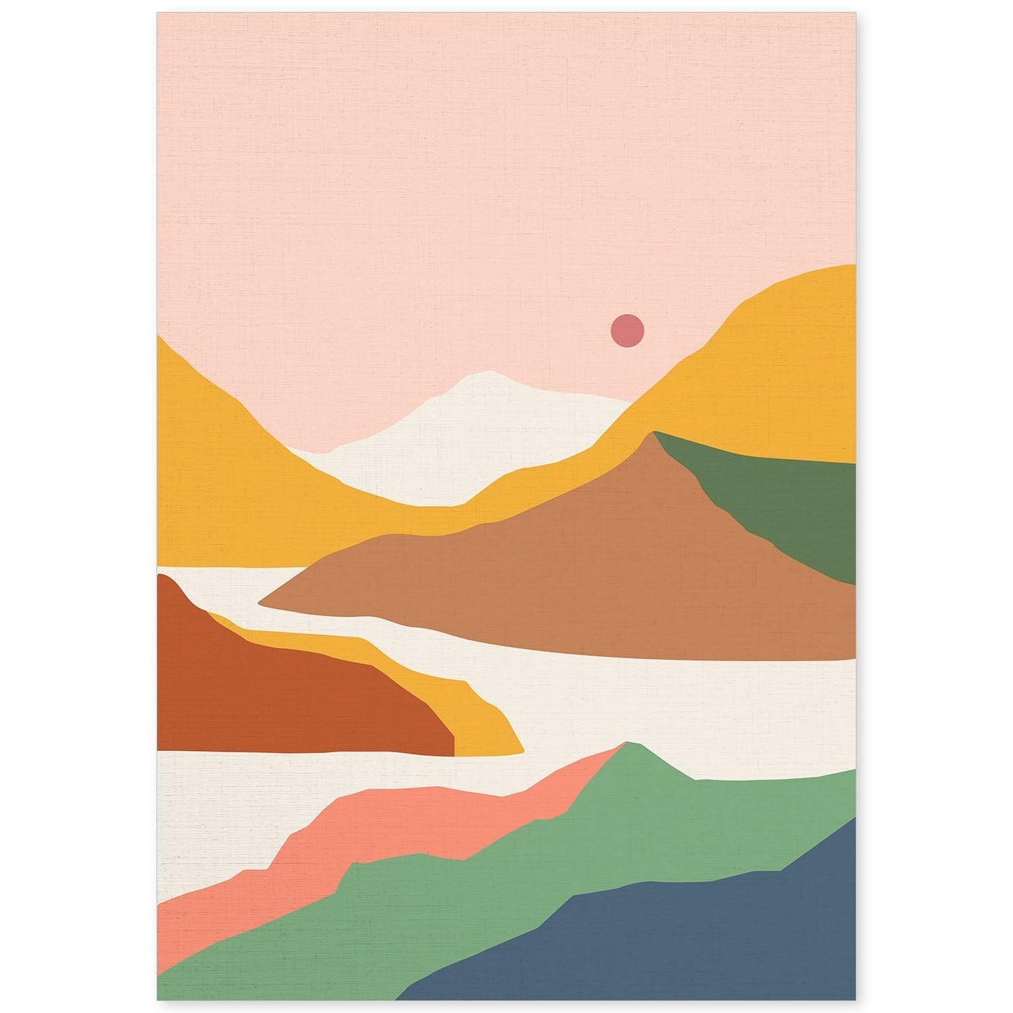 Posters con dibujos de montañas a color. Lámina de decoración 'Cordilleras De Día' colorida-Artwork-Nacnic-A4-Sin marco-Nacnic Estudio SL