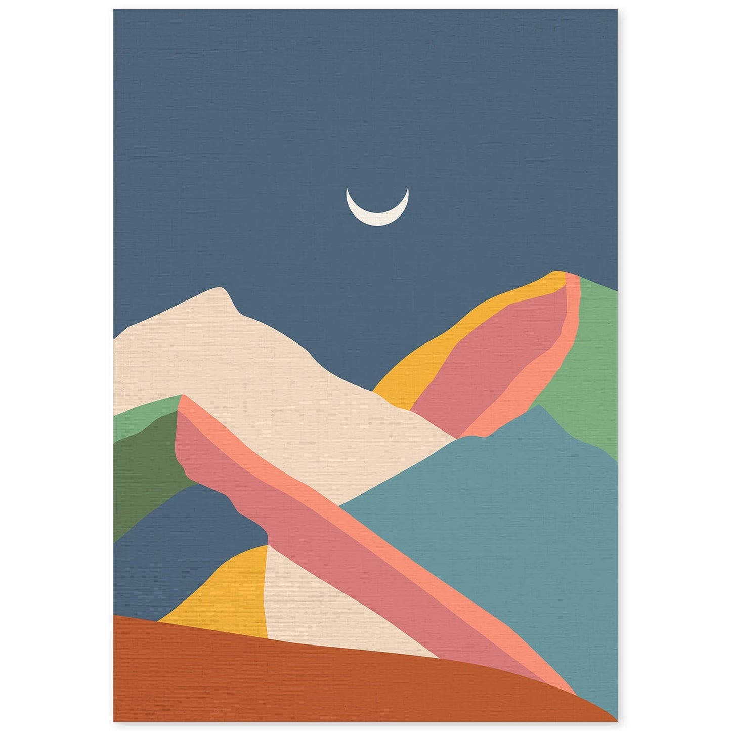 Posters con dibujos de montañas a color. Lámina de decoración 'Cordilleras De Noche' colorida-Artwork-Nacnic-A4-Sin marco-Nacnic Estudio SL