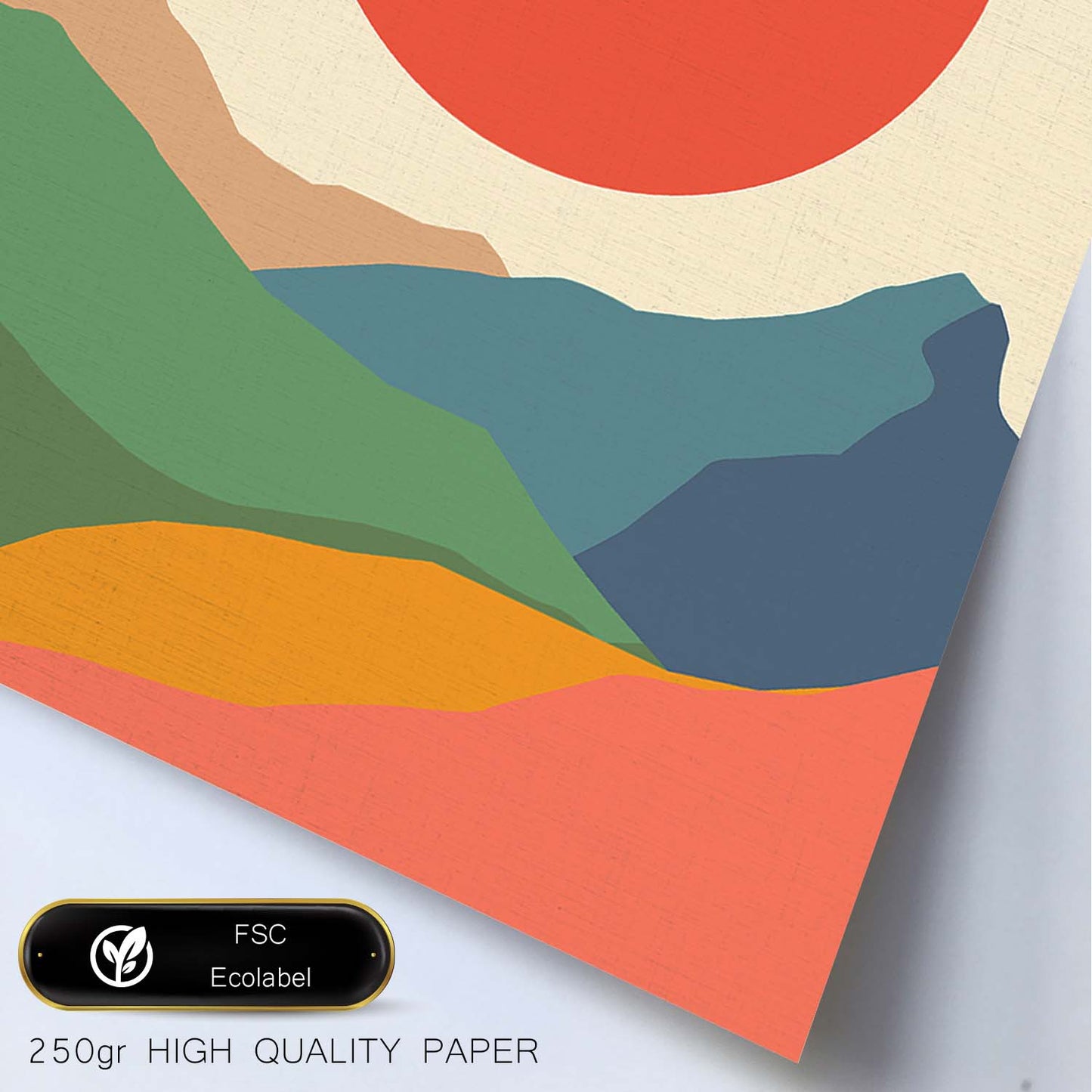 Posters con dibujos de montañas a color. Lámina de decoración 'Gran Sol' colorida-Artwork-Nacnic-Nacnic Estudio SL