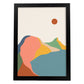 Posters con dibujos de montañas a color. Lámina de decoración 'Lago Y Sol' colorida-Artwork-Nacnic-A3-Marco Negro-Nacnic Estudio SL