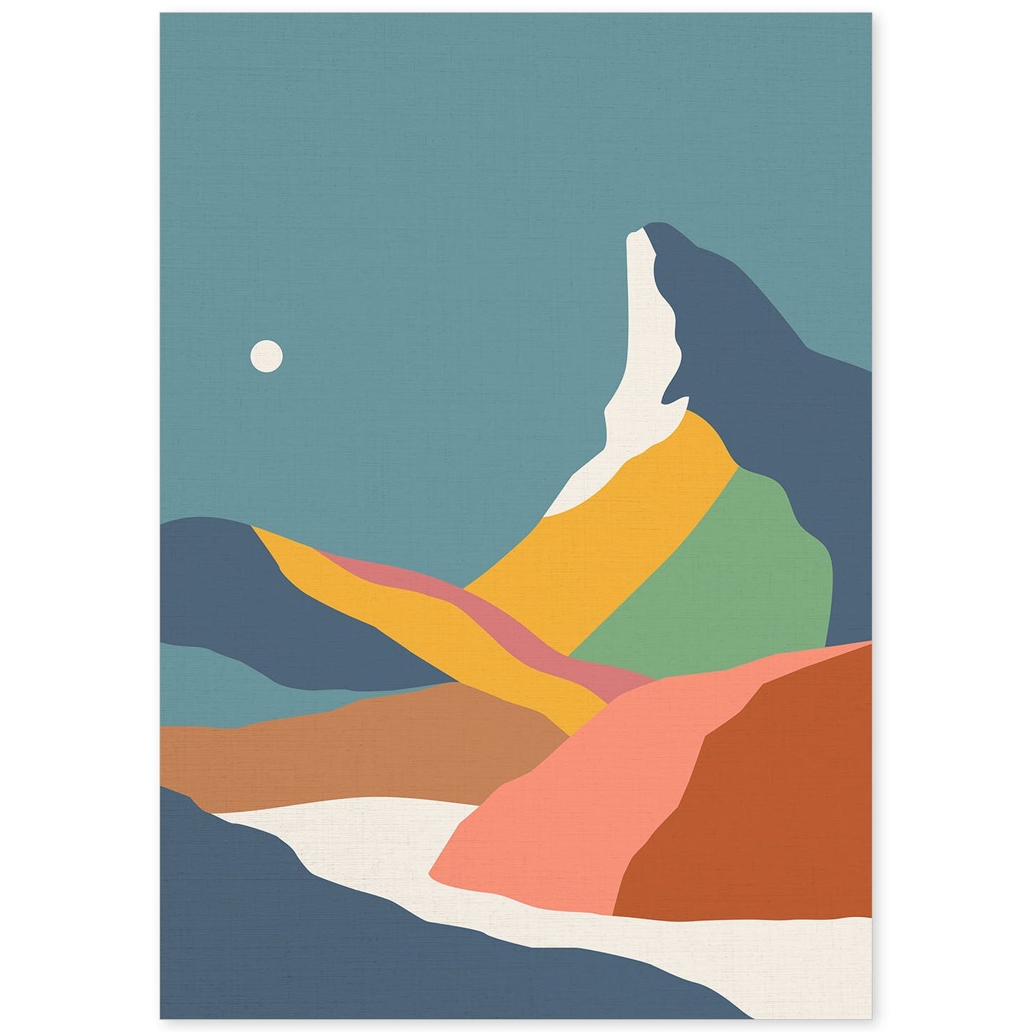 Posters con dibujos de montañas a color. Lámina de decoración 'Montaña De Noche Y Día' colorida-Artwork-Nacnic-A4-Sin marco-Nacnic Estudio SL