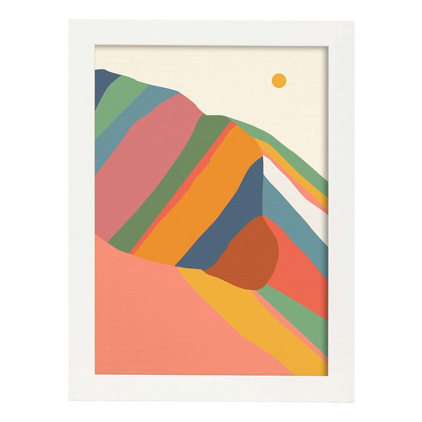 Posters con dibujos de montañas a color. Lámina de decoración 'Montaña Multicolor 2' colorida-Artwork-Nacnic-A3-Marco Blanco-Nacnic Estudio SL