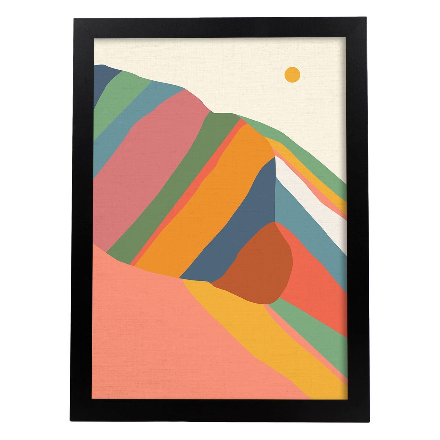 Posters con dibujos de montañas a color. Lámina de decoración 'Montaña Multicolor 2' colorida-Artwork-Nacnic-A3-Marco Negro-Nacnic Estudio SL