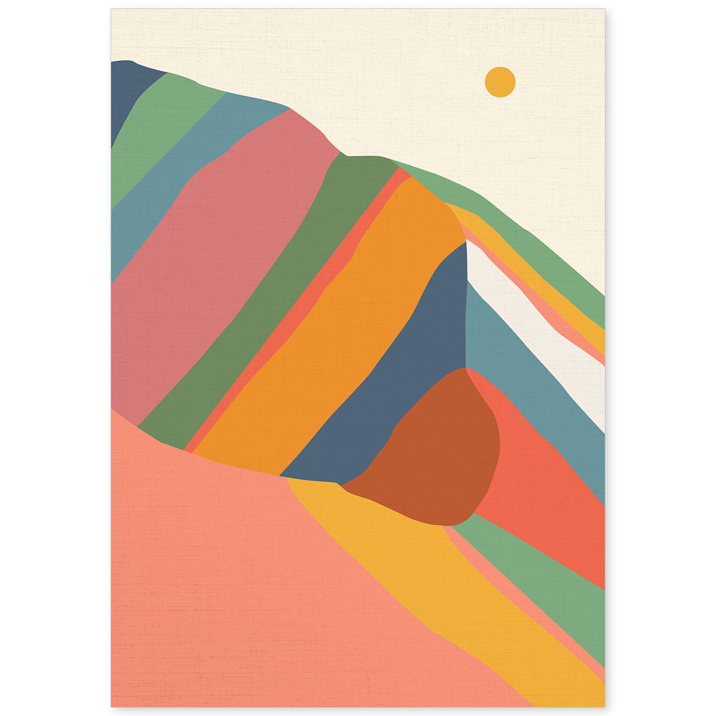 Posters con dibujos de montañas a color. Lámina de decoración 'Montaña Multicolor 2' colorida-Artwork-Nacnic-A4-Sin marco-Nacnic Estudio SL
