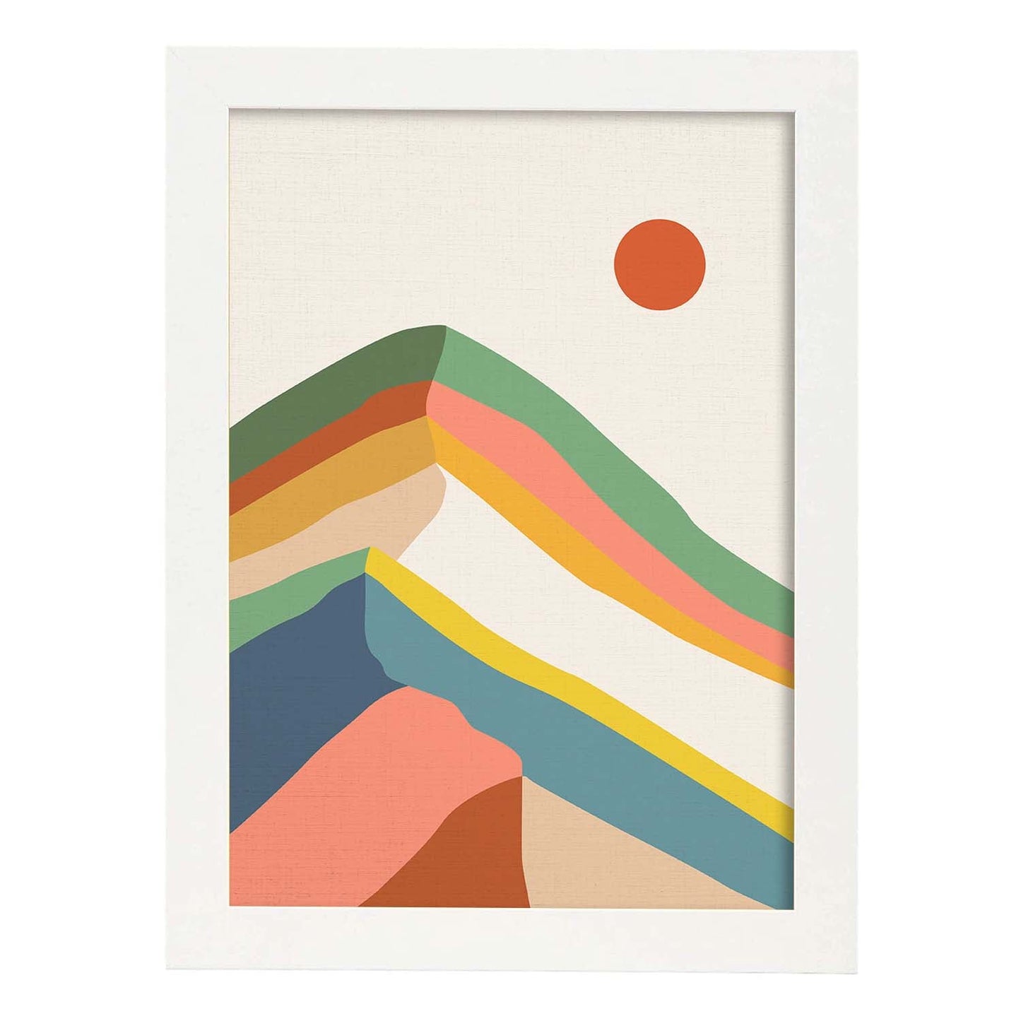 Posters con dibujos de montañas a color. Lámina de decoración 'Montaña Multicolor' colorida-Artwork-Nacnic-A3-Marco Blanco-Nacnic Estudio SL