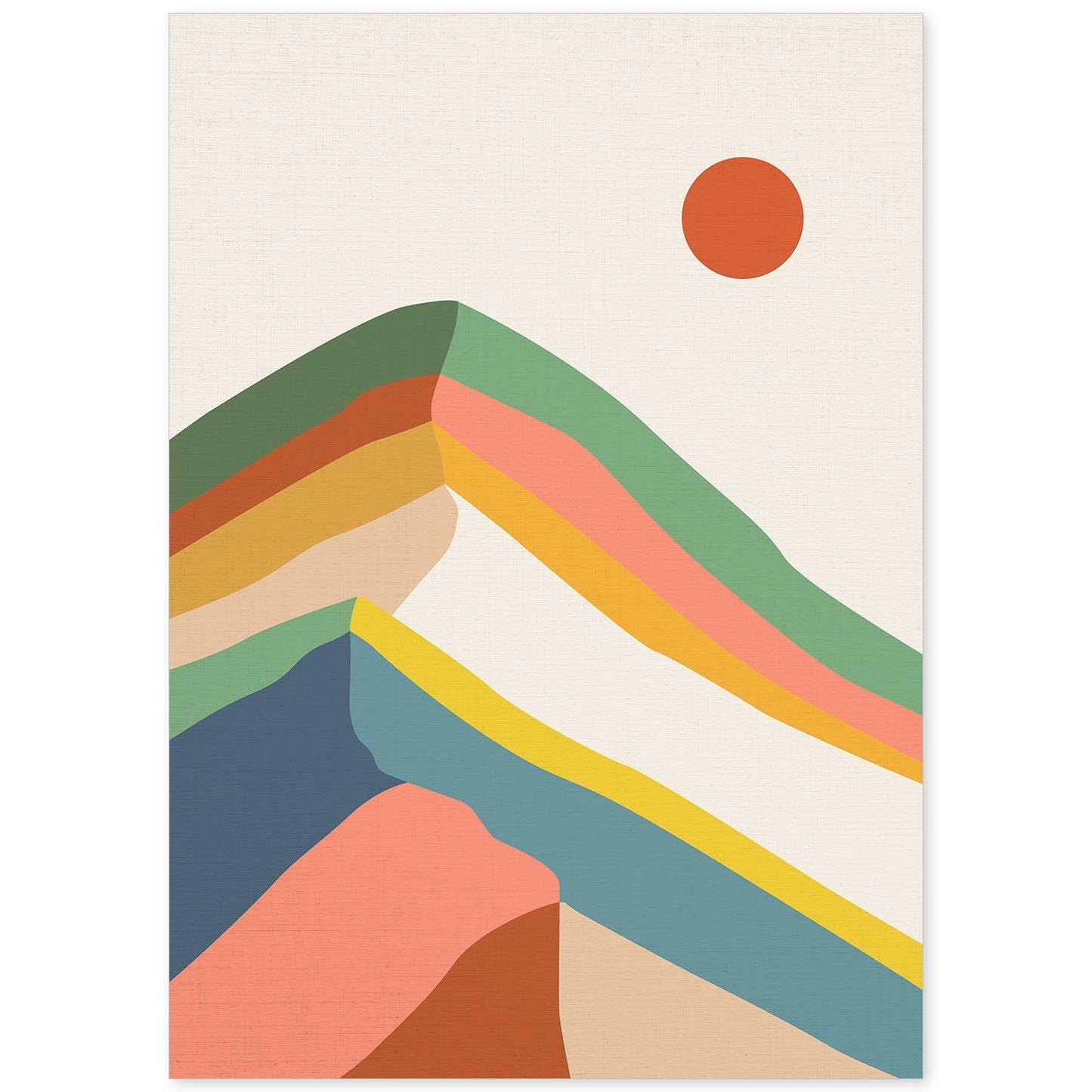 Posters con dibujos de montañas a color. Lámina de decoración 'Montaña Multicolor' colorida-Artwork-Nacnic-A4-Sin marco-Nacnic Estudio SL