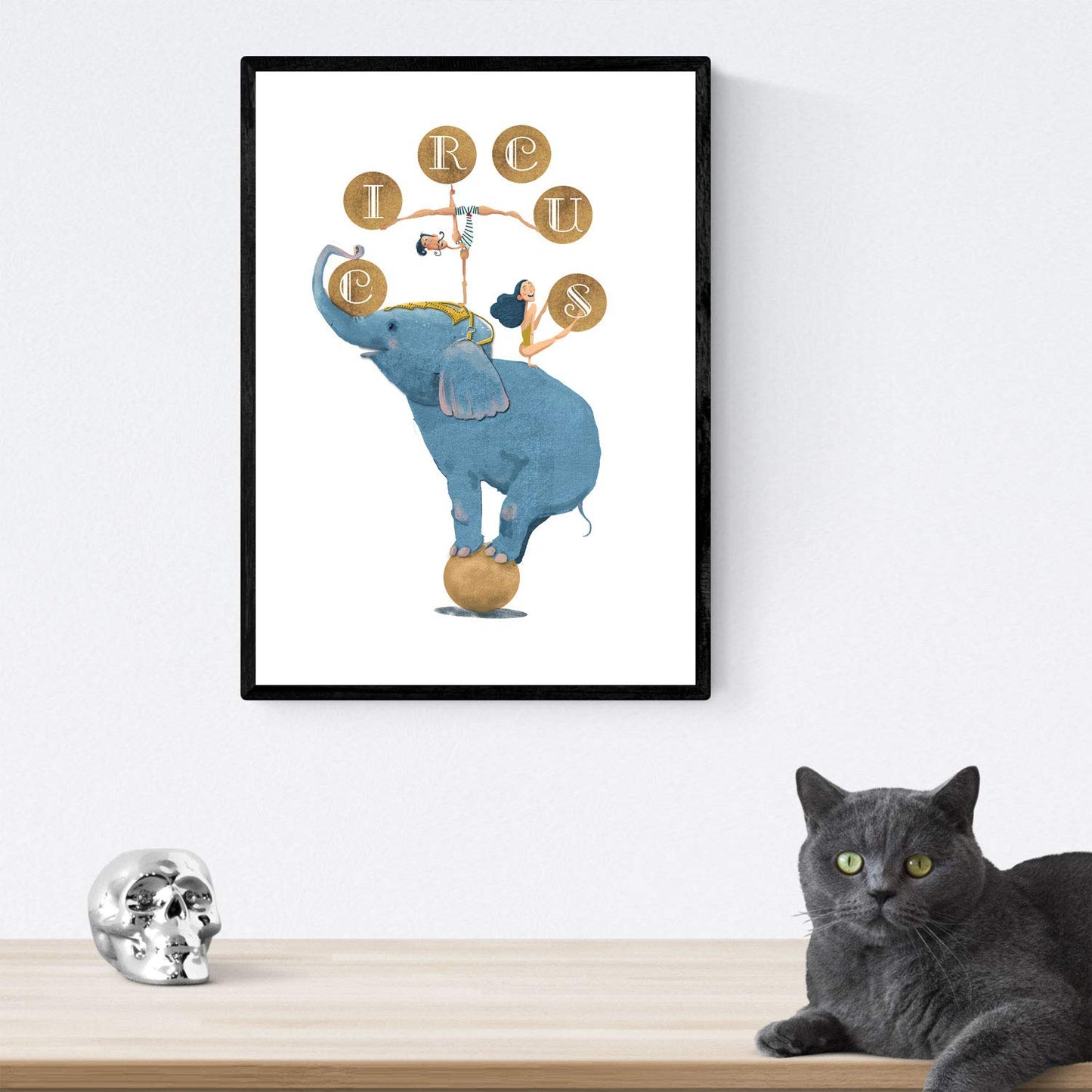Posters con ilustraciones del circo. Forzudo Oso en bici Elefante acrobata y leon .-Artwork-Nacnic-Nacnic Estudio SL