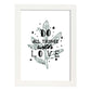 Posters con mensajes felices ilustrados. Lámina de decoración 'All Things With Love' con frases motivadoras y llenas de energia.-Artwork-Nacnic-A3-Marco Blanco-Nacnic Estudio SL