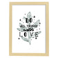 Posters con mensajes felices ilustrados. Lámina de decoración 'All Things With Love' con frases motivadoras y llenas de energia.-Artwork-Nacnic-A4-Marco Madera clara-Nacnic Estudio SL