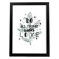 Posters con mensajes felices ilustrados. Lámina de decoración 'All Things With Love' con frases motivadoras y llenas de energia.-Artwork-Nacnic-A4-Marco Negro-Nacnic Estudio SL
