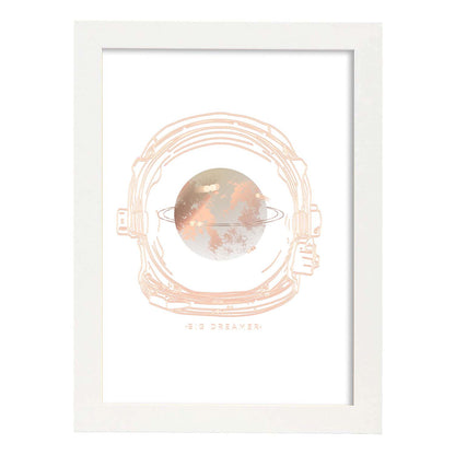 Posters con mensajes felices ilustrados. Lámina de decoración 'Big Dreamer' con frases motivadoras y llenas de energia.-Artwork-Nacnic-A4-Marco Blanco-Nacnic Estudio SL