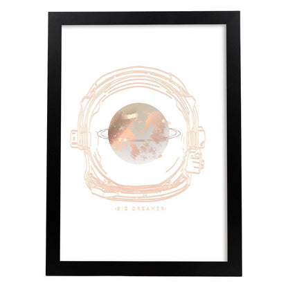 Posters con mensajes felices ilustrados. Lámina de decoración 'Big Dreamer' con frases motivadoras y llenas de energia.-Artwork-Nacnic-A4-Marco Negro-Nacnic Estudio SL