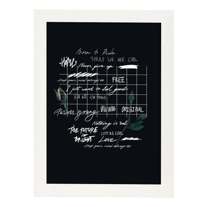 Posters con mensajes felices ilustrados. Lámina de decoración 'Born To Ride' con frases motivadoras y llenas de energia.-Artwork-Nacnic-A4-Marco Blanco-Nacnic Estudio SL