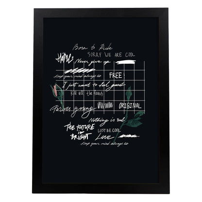 Posters con mensajes felices ilustrados. Lámina de decoración 'Born To Ride' con frases motivadoras y llenas de energia.-Artwork-Nacnic-A4-Marco Negro-Nacnic Estudio SL
