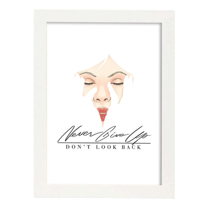 Posters con mensajes felices ilustrados. Lámina de decoración 'DonT Look Back' con frases motivadoras y llenas de energia.-Artwork-Nacnic-A4-Marco Blanco-Nacnic Estudio SL