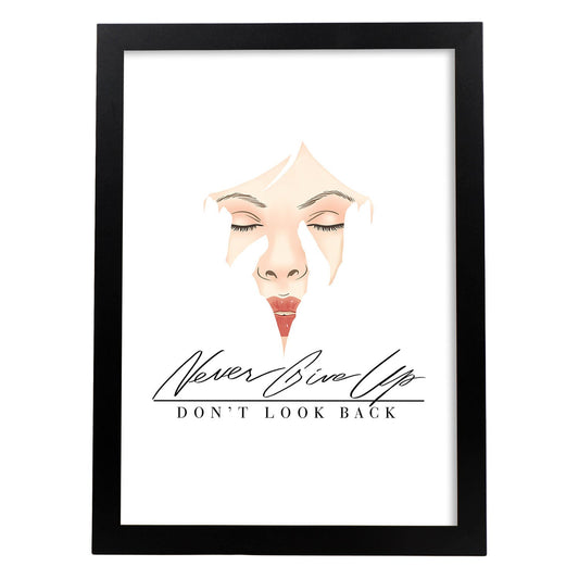 Posters con mensajes felices ilustrados. Lámina de decoración 'DonT Look Back' con frases motivadoras y llenas de energia.-Artwork-Nacnic-A4-Marco Negro-Nacnic Estudio SL