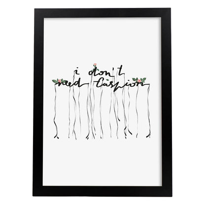 Posters con mensajes felices ilustrados. Lámina de decoración 'Don'T Need Fashion' con frases motivadoras y llenas de energia.-Artwork-Nacnic-A4-Marco Negro-Nacnic Estudio SL