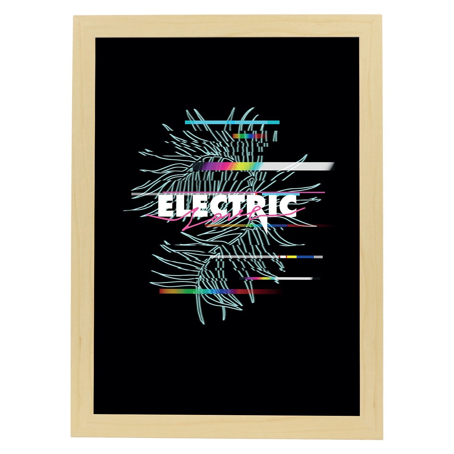 Posters con mensajes felices ilustrados. Lámina de decoración 'Electric' con frases motivadoras y llenas de energia.-Artwork-Nacnic-A4-Marco Madera clara-Nacnic Estudio SL