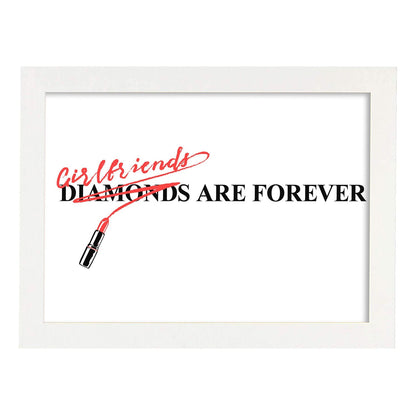 Posters con mensajes felices ilustrados. Lámina de decoración 'Girlfriends Are Forever' con frases motivadoras y llenas de energia.-Artwork-Nacnic-A4-Marco Blanco-Nacnic Estudio SL