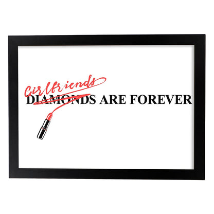 Posters con mensajes felices ilustrados. Lámina de decoración 'Girlfriends Are Forever' con frases motivadoras y llenas de energia.-Artwork-Nacnic-A4-Marco Negro-Nacnic Estudio SL