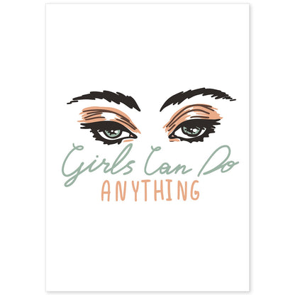 Posters con mensajes felices ilustrados. Lámina de decoración 'Girls Can Do Anything 2' con frases motivadoras y llenas de energia.-Artwork-Nacnic-A4-Sin marco-Nacnic Estudio SL