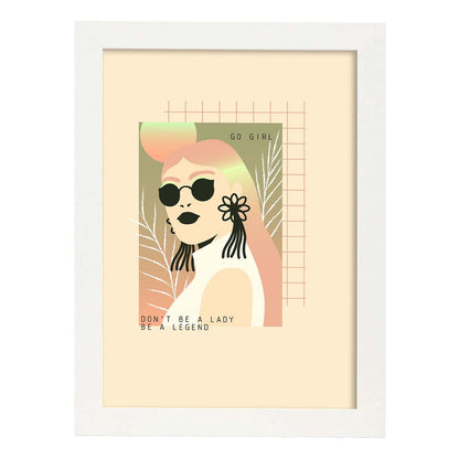 Posters con mensajes felices ilustrados. Lámina de decoración 'Go Girl' con frases motivadoras y llenas de energia.-Artwork-Nacnic-A4-Marco Blanco-Nacnic Estudio SL