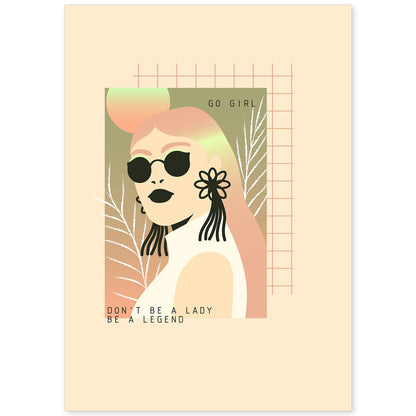 Posters con mensajes felices ilustrados. Lámina de decoración 'Go Girl' con frases motivadoras y llenas de energia.-Artwork-Nacnic-A4-Sin marco-Nacnic Estudio SL