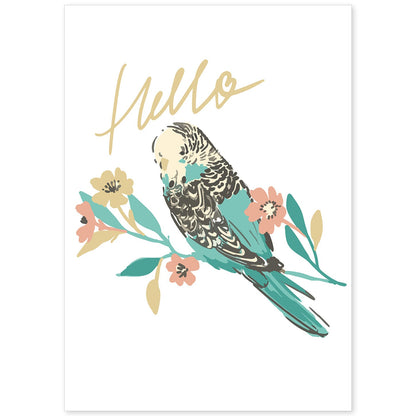 Posters con mensajes felices ilustrados. Lámina de decoración 'Hello Birb' con frases motivadoras y llenas de energia.-Artwork-Nacnic-A4-Sin marco-Nacnic Estudio SL