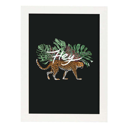 Posters con mensajes felices ilustrados. Lámina de decoración 'Hey' con frases motivadoras y llenas de energia.-Artwork-Nacnic-A4-Marco Blanco-Nacnic Estudio SL