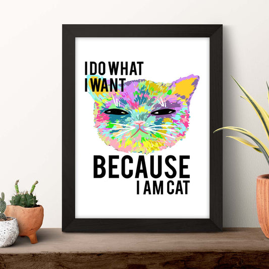 Posters con mensajes felices ilustrados. Lámina de decoración 'I Am Cat' con frases motivadoras y llenas de energia.-Artwork-Nacnic-Nacnic Estudio SL