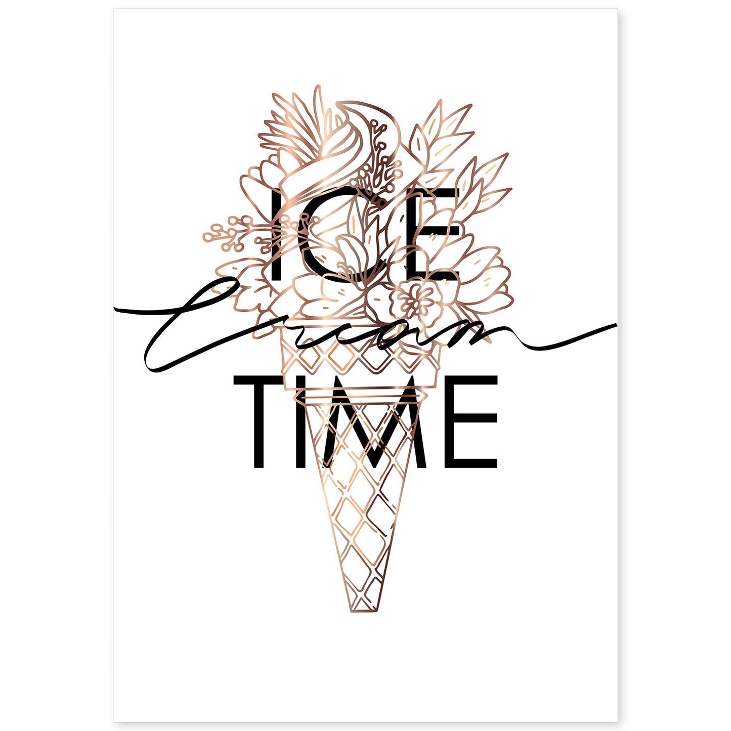 Posters con mensajes felices ilustrados. Lámina de decoración 'Ice Cream Time' con frases motivadoras y llenas de energia.-Artwork-Nacnic-A4-Sin marco-Nacnic Estudio SL