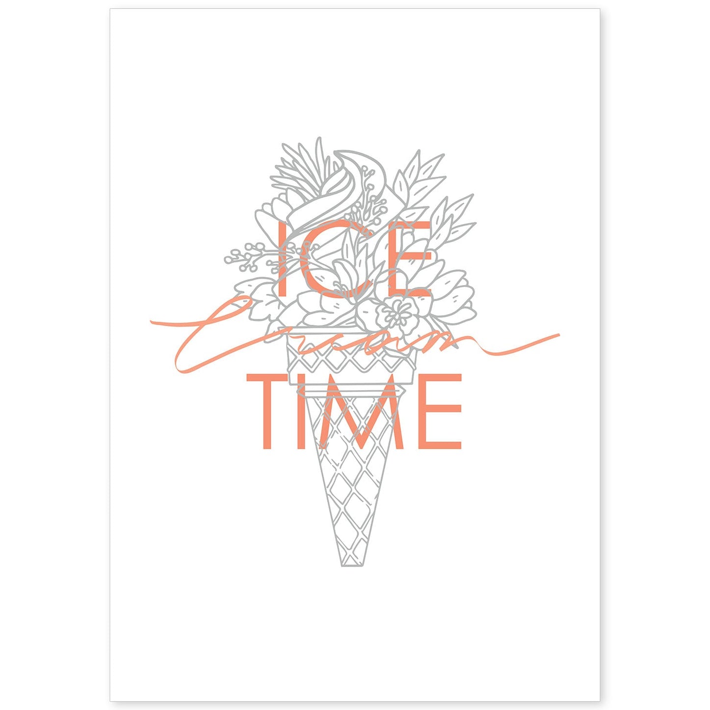 Posters con mensajes felices ilustrados. Lámina de decoración 'Ice Time' con frases motivadoras y llenas de energia.-Artwork-Nacnic-A4-Sin marco-Nacnic Estudio SL