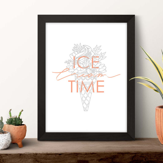 Posters con mensajes felices ilustrados. Lámina de decoración 'Ice Time' con frases motivadoras y llenas de energia.-Artwork-Nacnic-Nacnic Estudio SL
