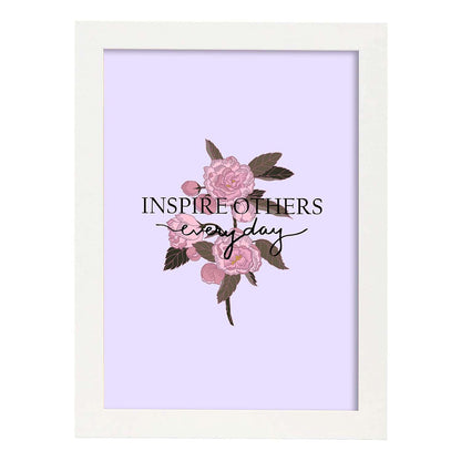 Posters con mensajes felices ilustrados. Lámina de decoración 'Inspire Others' con frases motivadoras y llenas de energia.-Artwork-Nacnic-A4-Marco Blanco-Nacnic Estudio SL