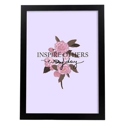 Posters con mensajes felices ilustrados. Lámina de decoración 'Inspire Others' con frases motivadoras y llenas de energia.-Artwork-Nacnic-A4-Marco Negro-Nacnic Estudio SL
