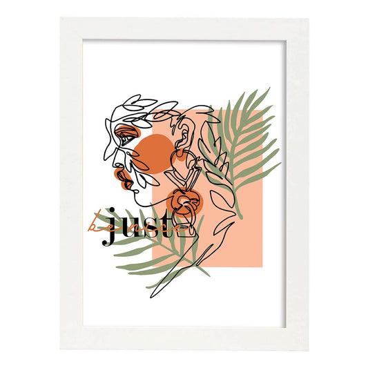 Posters con mensajes felices ilustrados. Lámina de decoración 'Just Be Nice' con frases motivadoras y llenas de energia.-Artwork-Nacnic-A4-Marco Blanco-Nacnic Estudio SL