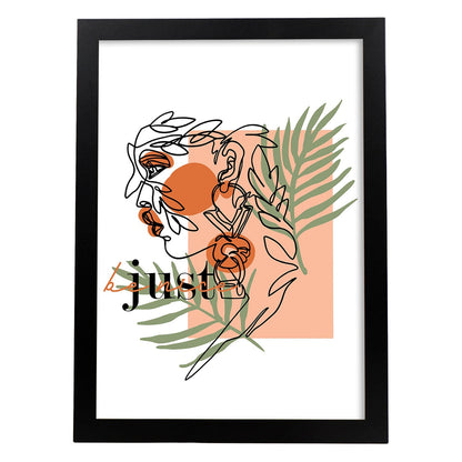 Posters con mensajes felices ilustrados. Lámina de decoración 'Just Be Nice' con frases motivadoras y llenas de energia.-Artwork-Nacnic-A4-Marco Negro-Nacnic Estudio SL