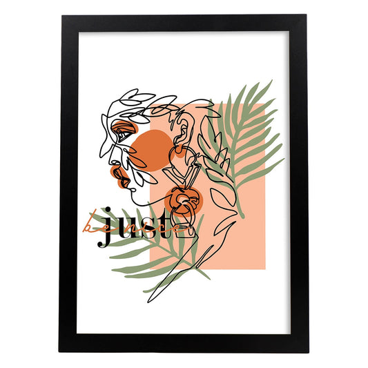 Posters con mensajes felices ilustrados. Lámina de decoración 'Just Be Nice' con frases motivadoras y llenas de energia.-Artwork-Nacnic-A4-Marco Negro-Nacnic Estudio SL