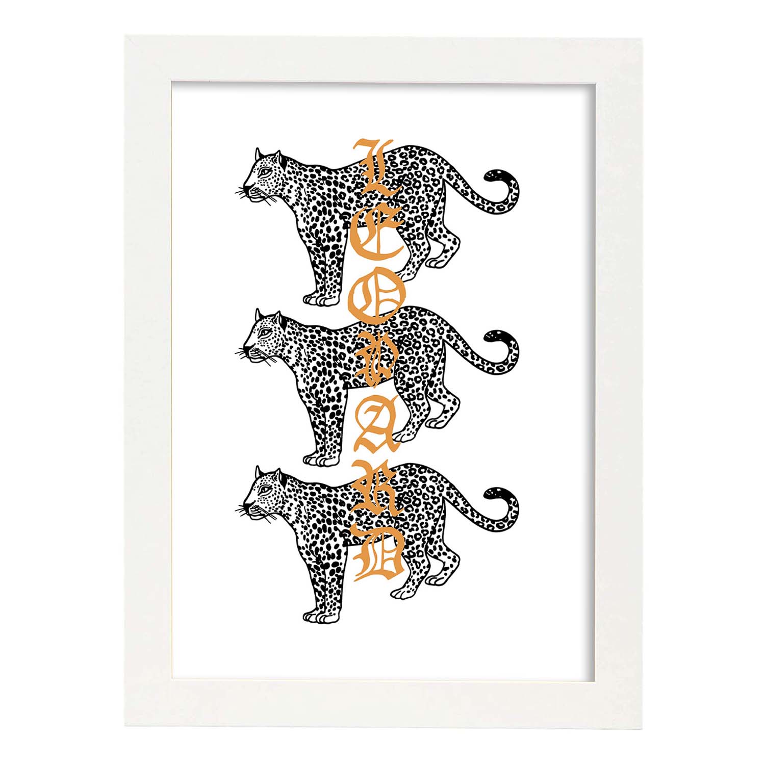 Posters con mensajes felices ilustrados. Lámina de decoración 'Leopard' con frases motivadoras y llenas de energia.-Artwork-Nacnic-A3-Marco Blanco-Nacnic Estudio SL